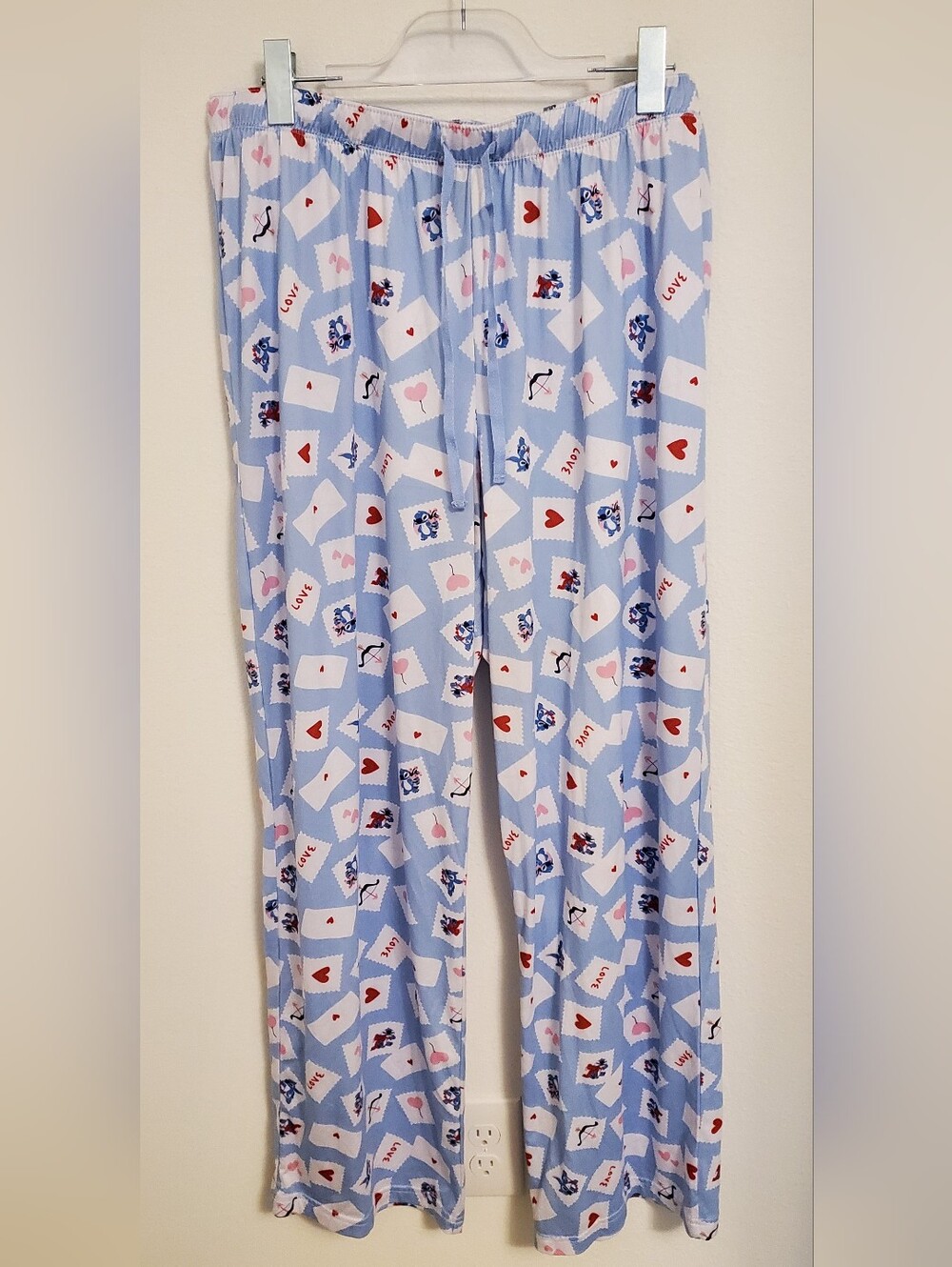 Disney Stitch Love Light Blue Heart Print Pajama Bottoms